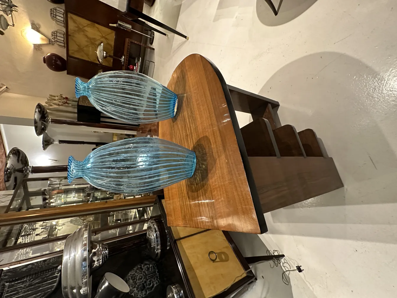 Two antique vases with an attractive design in a decorative setting