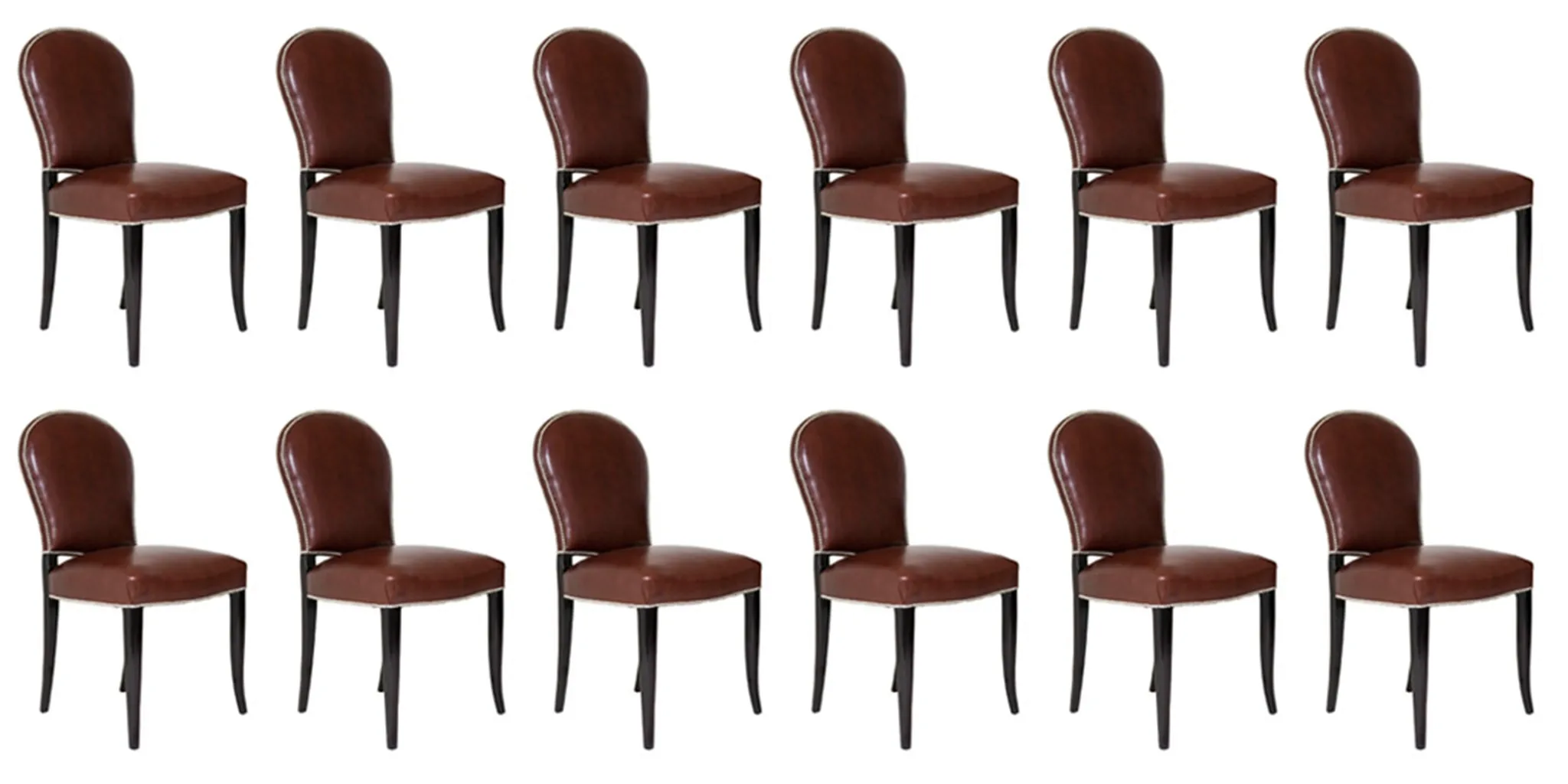 twelve antique chairs with art deco design