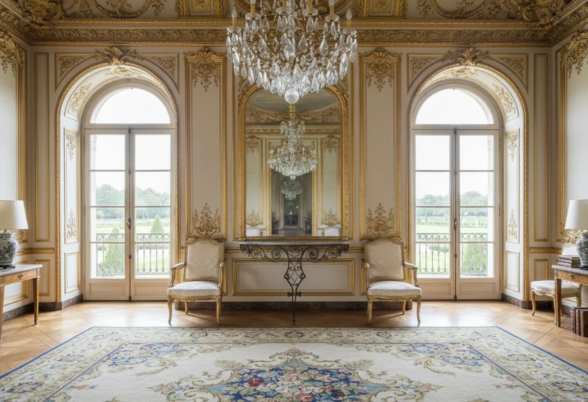 antique art nouveau console in elegant room
