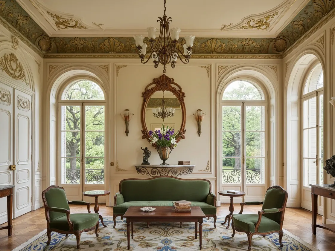 Consola antigua de estilo Art Nouveau en un elegante ambiente