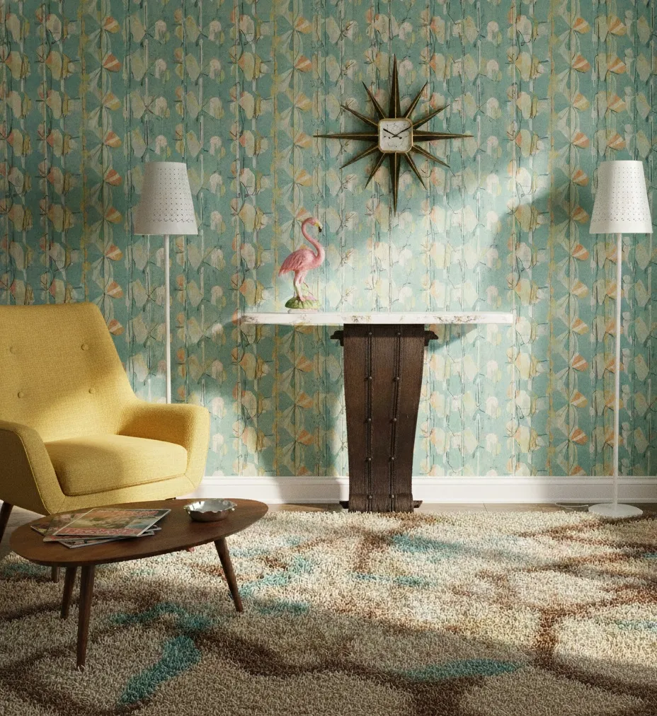 ancienne dresuar décoratif avec horloge et flamant