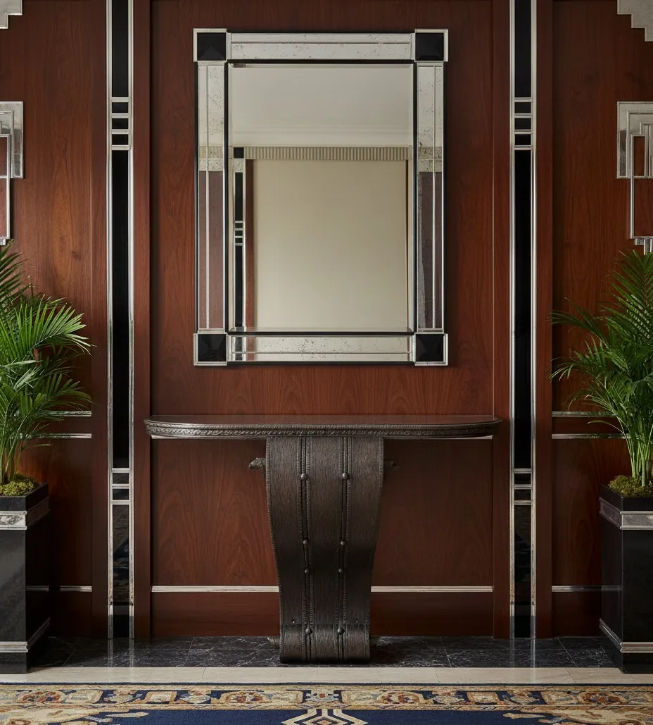 Antique console table in Art Deco style with a mirror