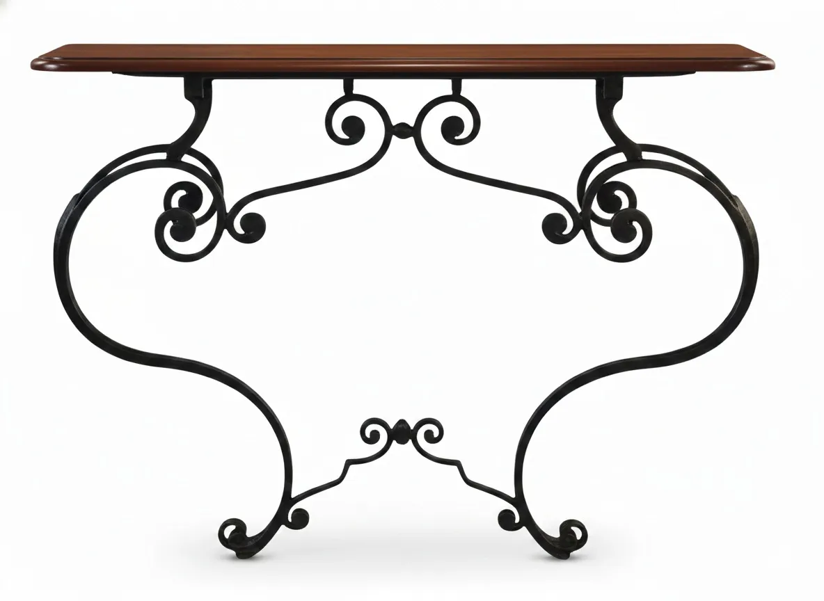 antica console decorativa in stile Art Nouveau su sfondo bianco