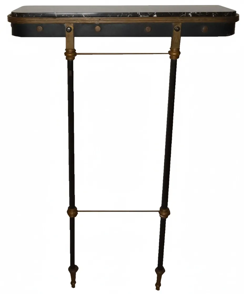 Console antique Art Deco avec détail en haut.