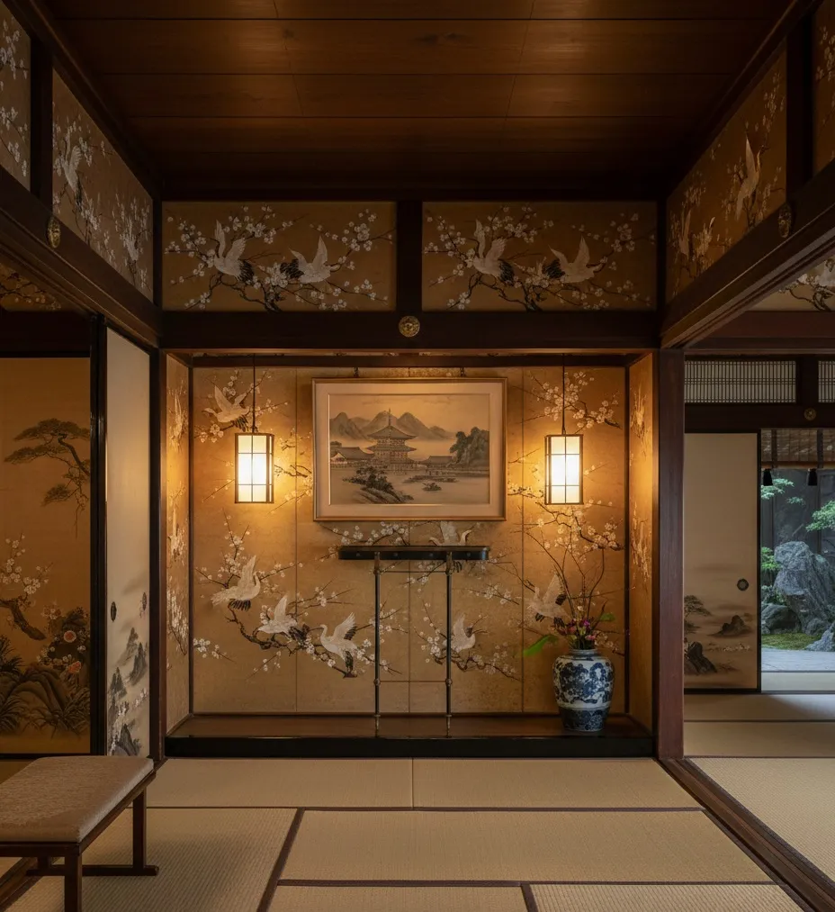 Consola antigua con decoración art déco, ambiente elegante.