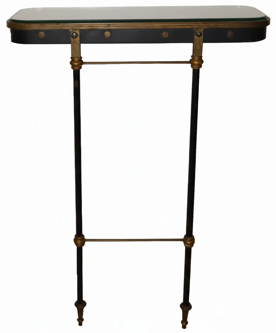 Antique art deco console with elegant design and slender legs.