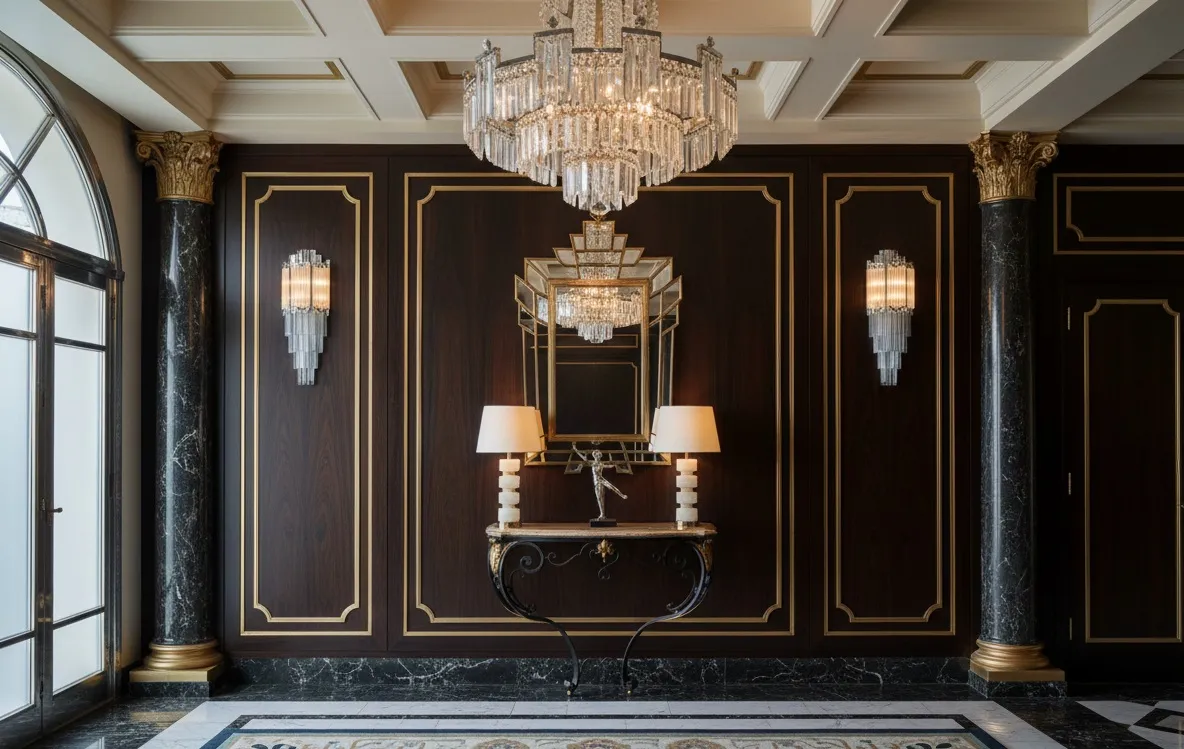 dresuar ancien avec lampes et miroir décoratif