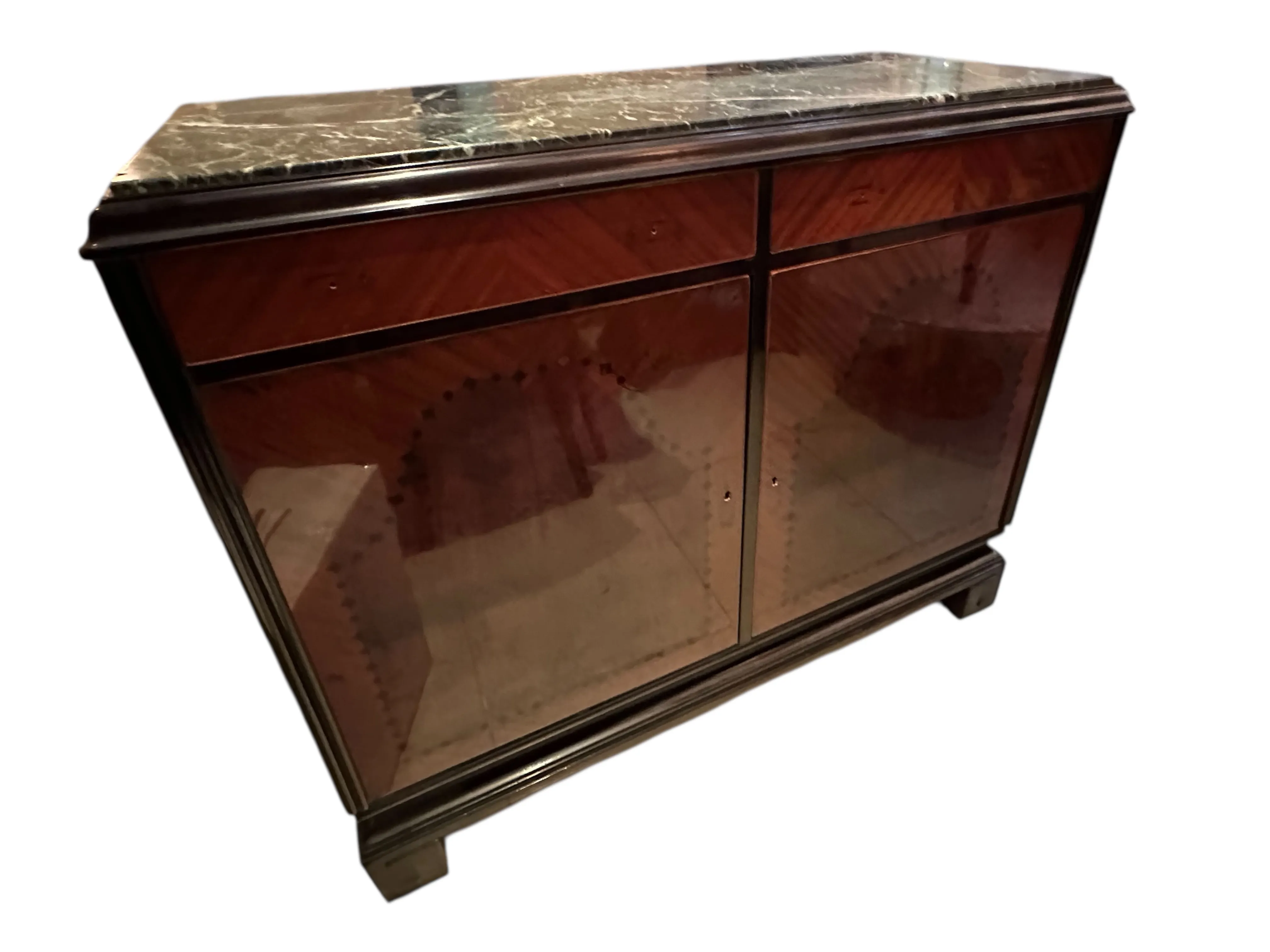 antique elegant sideboard with dark surface and polished details in a classic setting