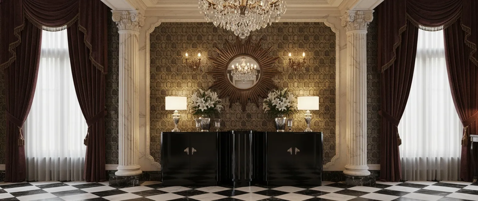 vaisselier antique art deco noir dans un cadre élégant