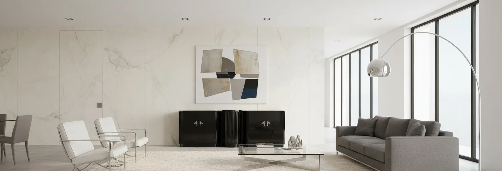 credenza antica in stile Art Deco in una stanza moderna