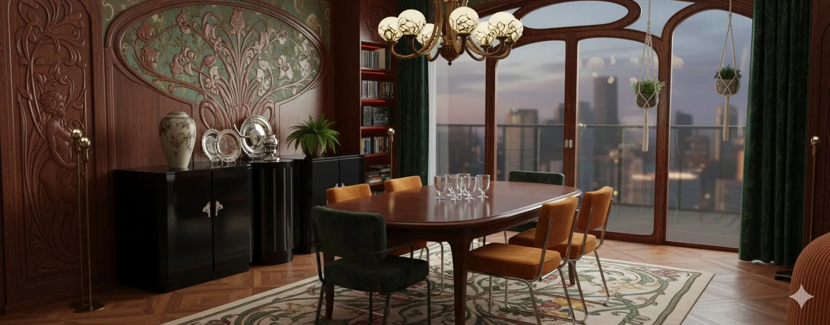 antike Anrichte im Art Deco Stil in einer eleganten Umgebung