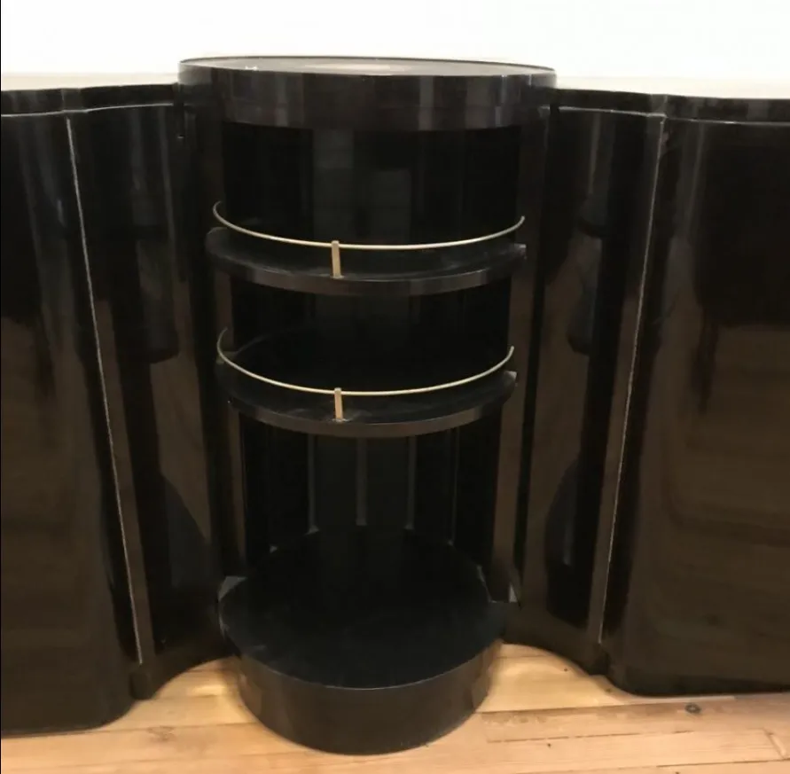 credenza antica con ripiani circolari arte deco