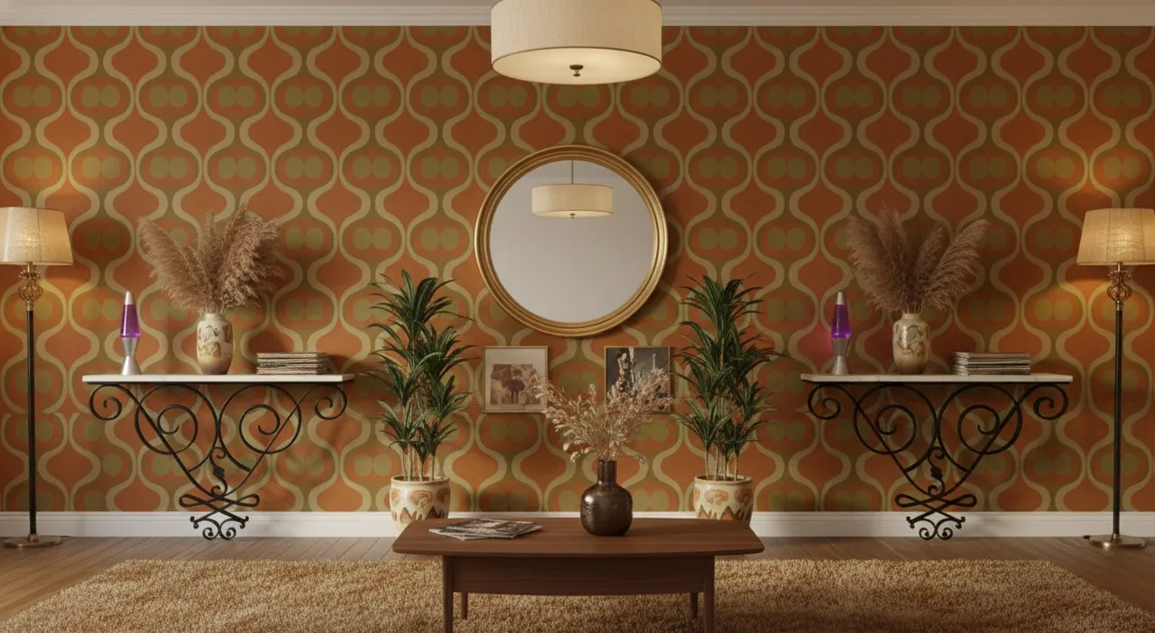 Zwei antike Konsolentische mit dekorativen Pflanzen