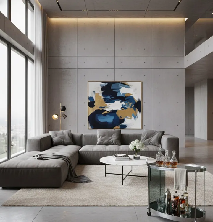 Античная коктейльная тележка с элегантным декором в современном интерьере.