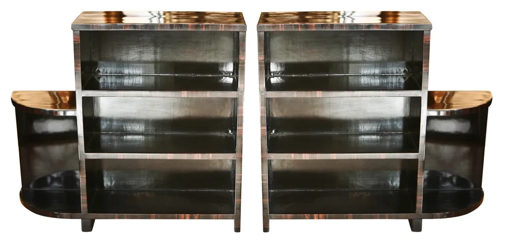 two antique bookcases art deco in an elegant setting