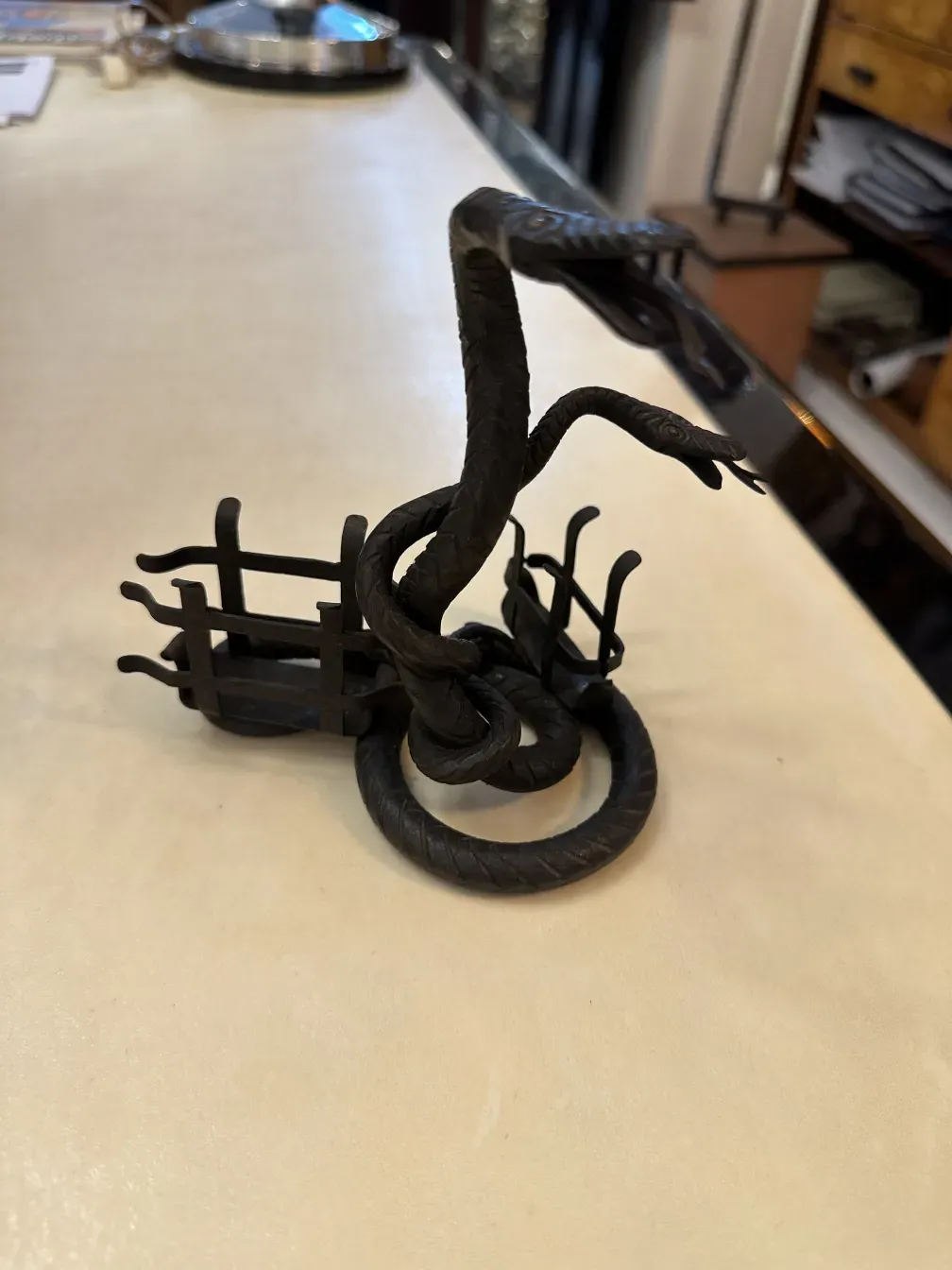 antique card tray with twisted design, perfect for organizing papers