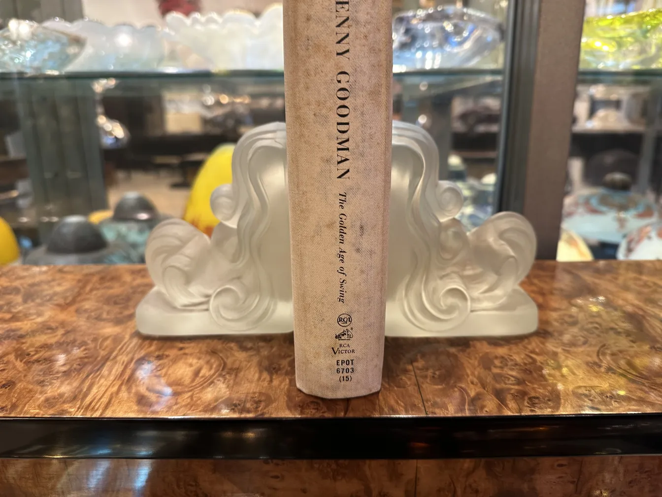 Art Nouveau bookends with elegant details in a classic setting.