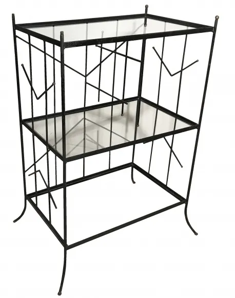 Antique bookcase with glass shelves, stylish and functional, decor for home.