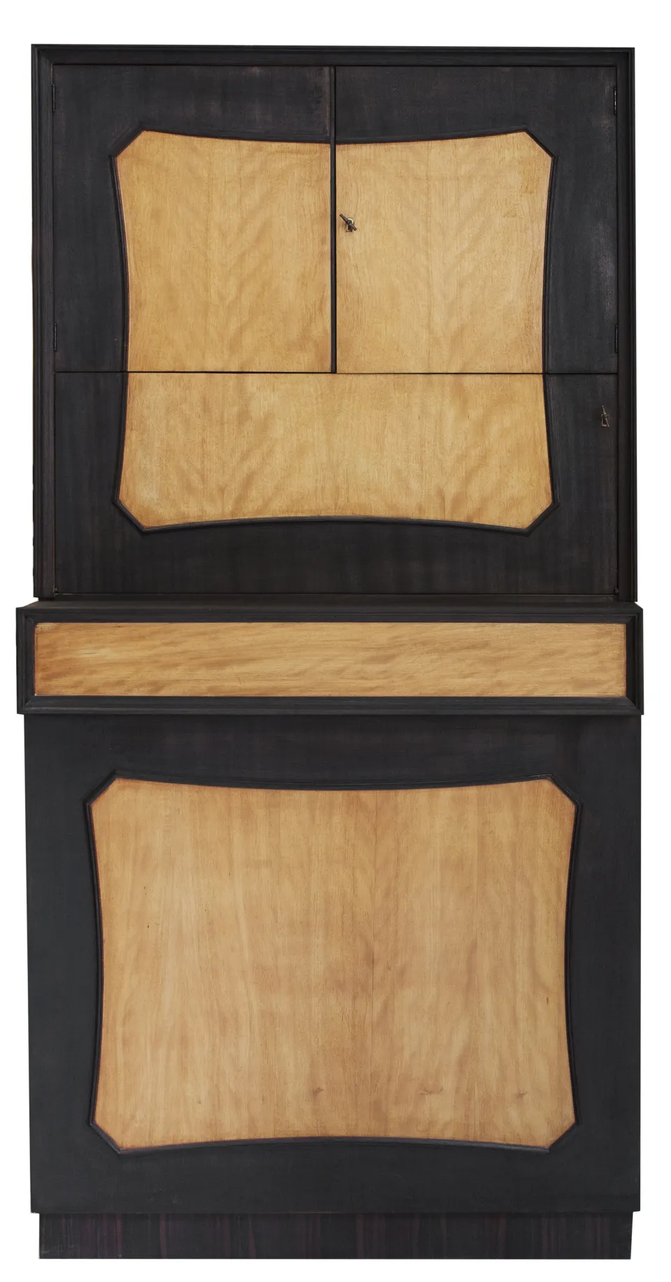 Alter Holz-Cocktailschrank mit klassischem und elegantem schwarzen Finish.