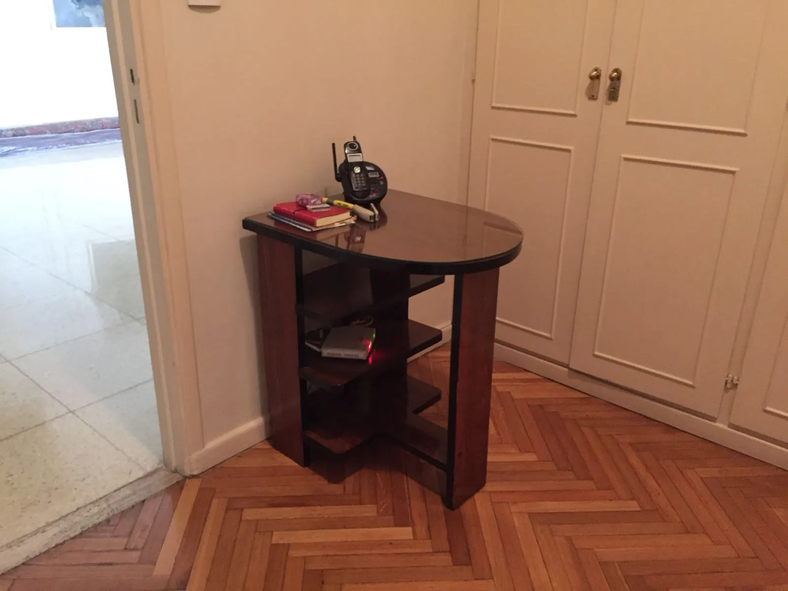 antique art deco table in a modern setting