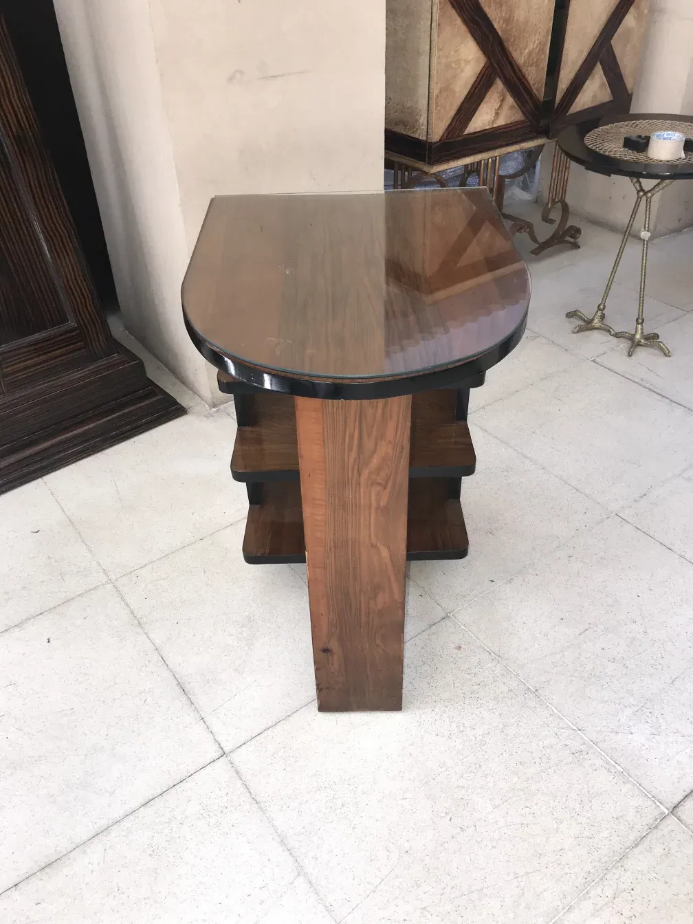 vintage table with art deco details and a distinctive design, elegant setting
