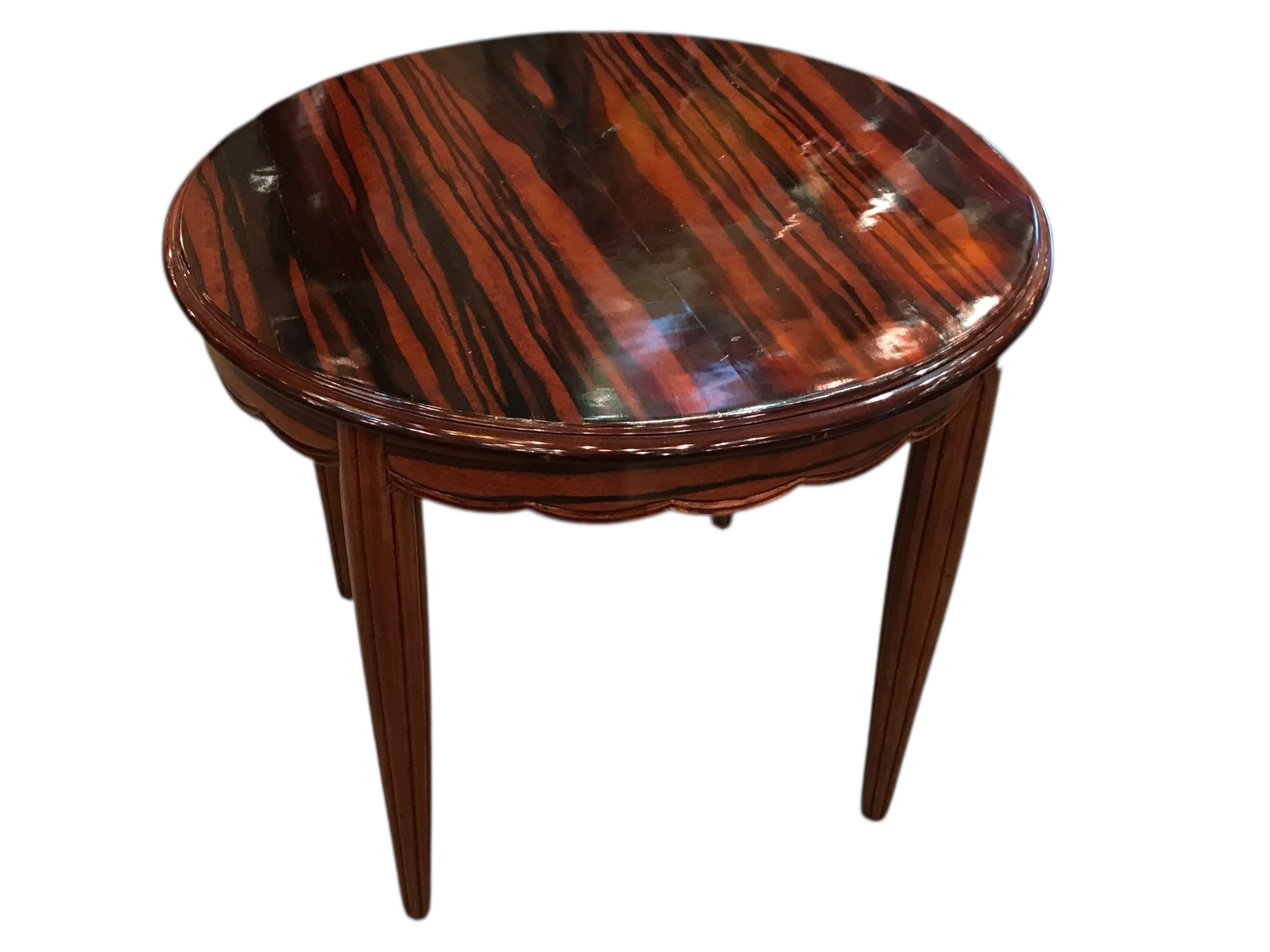 antique small round table with slim legs