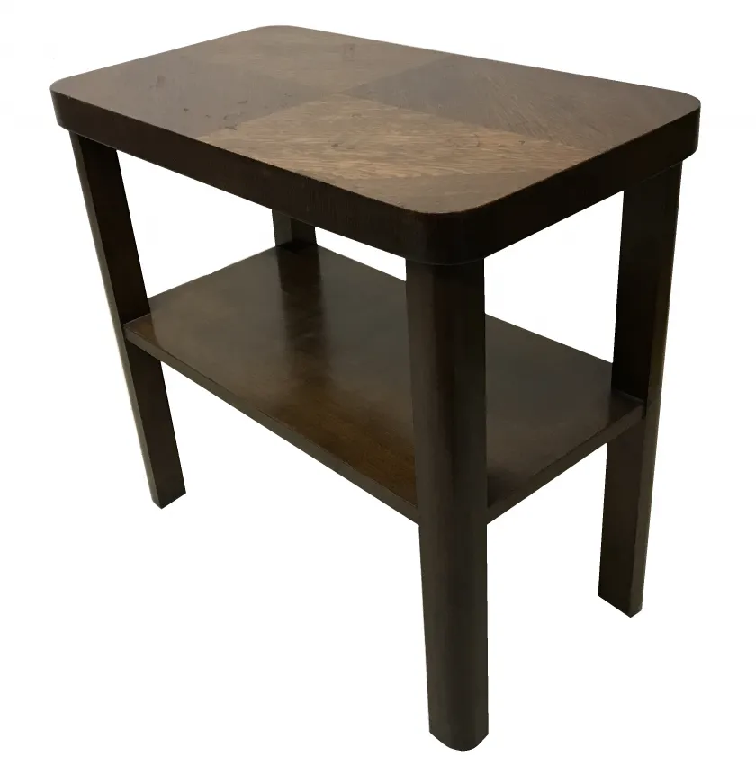 Antique art deco table featuring a bottom shelf