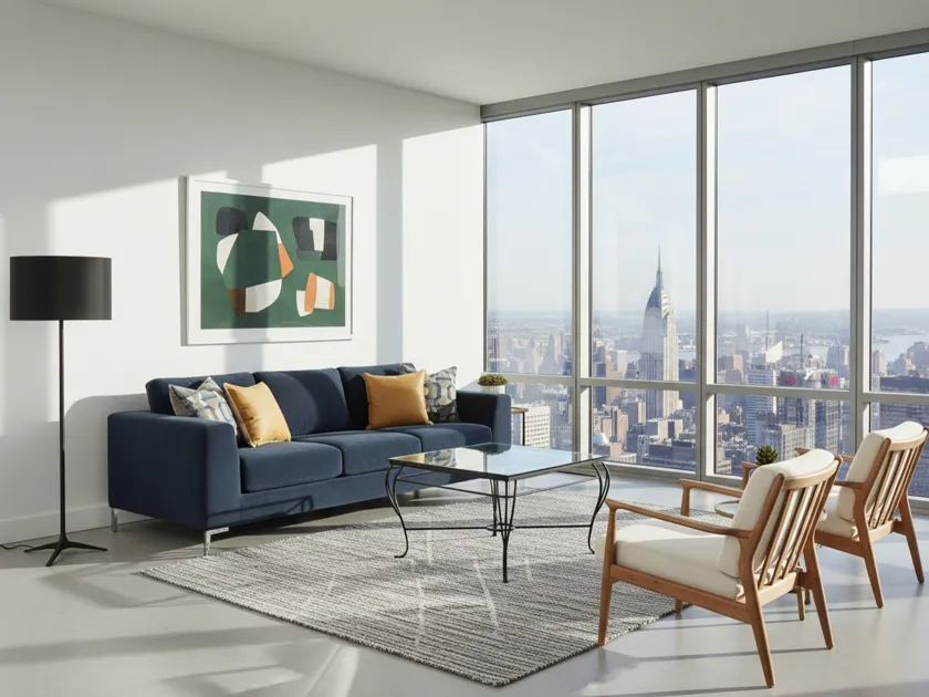 Mesa antiga com design elegante em um ambiente moderno.