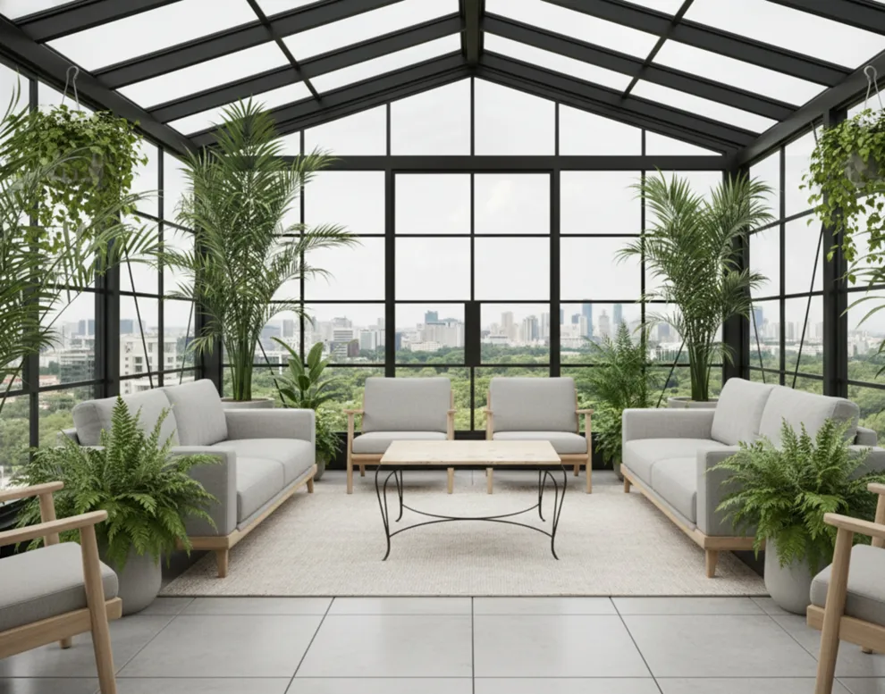 Mesa antigua decorada para el jardín con plantas