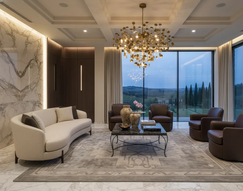 Mesa antiga interna com decoração elegante e ambiente moderno.