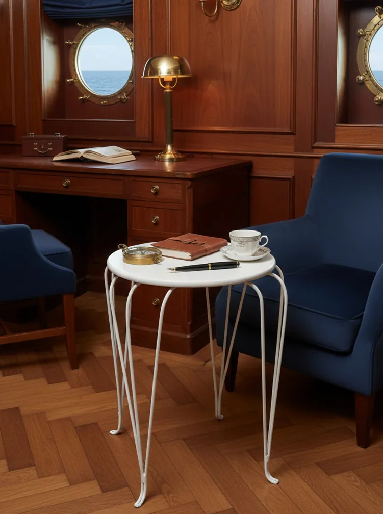 antique garden table with thin decorative legs