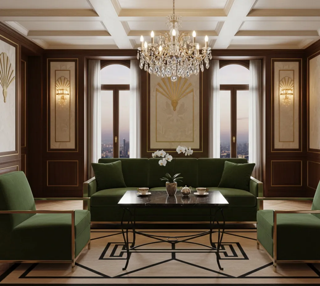 Mesa antiga de jardim com flores e decoração elegante.