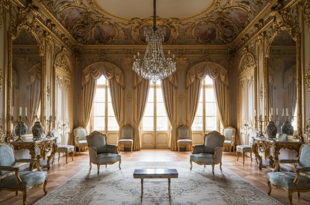 antique garden table in an elegant room setting
