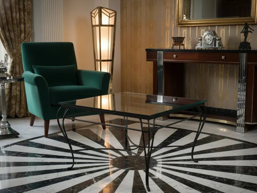 antique garden table with elegant legs in a corner