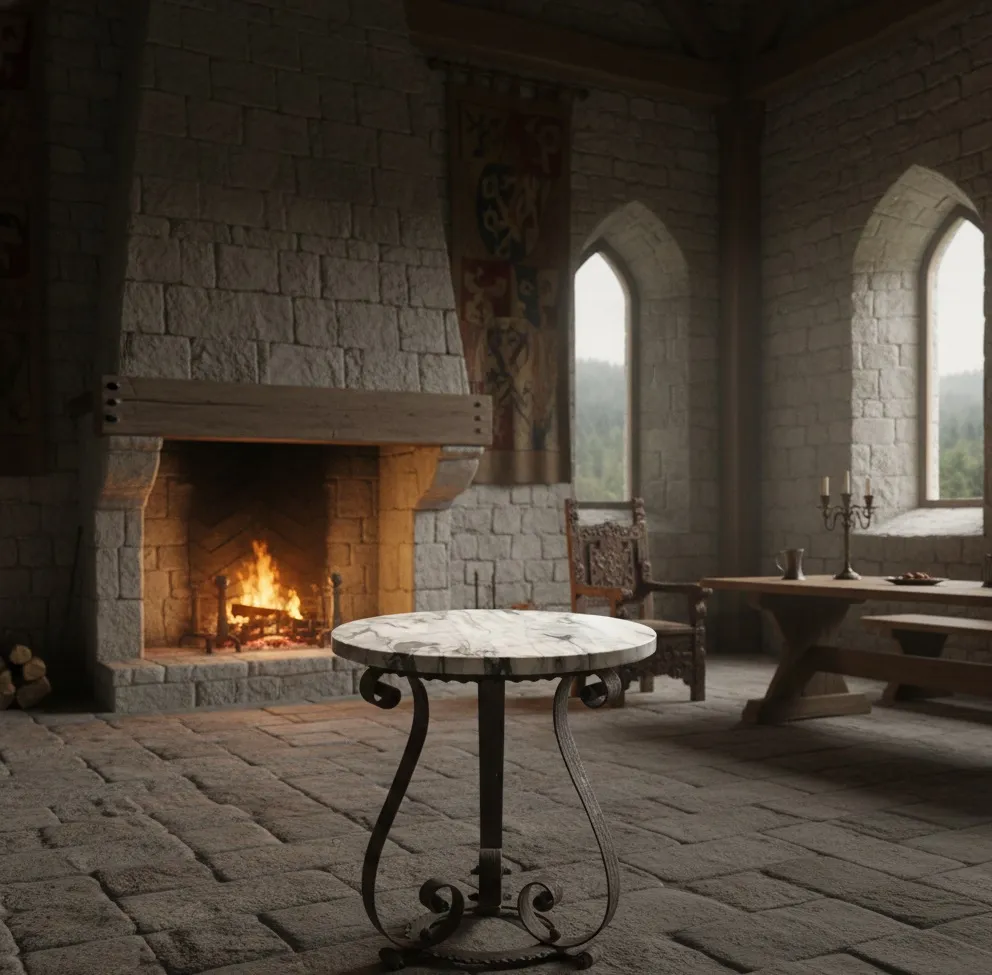 antique table with a classic design in a cozy setting