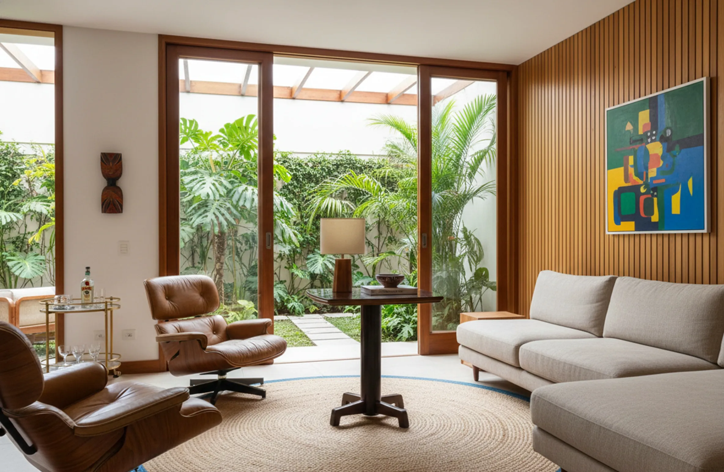 mesinha antiga com luz suave e decoração de plantas