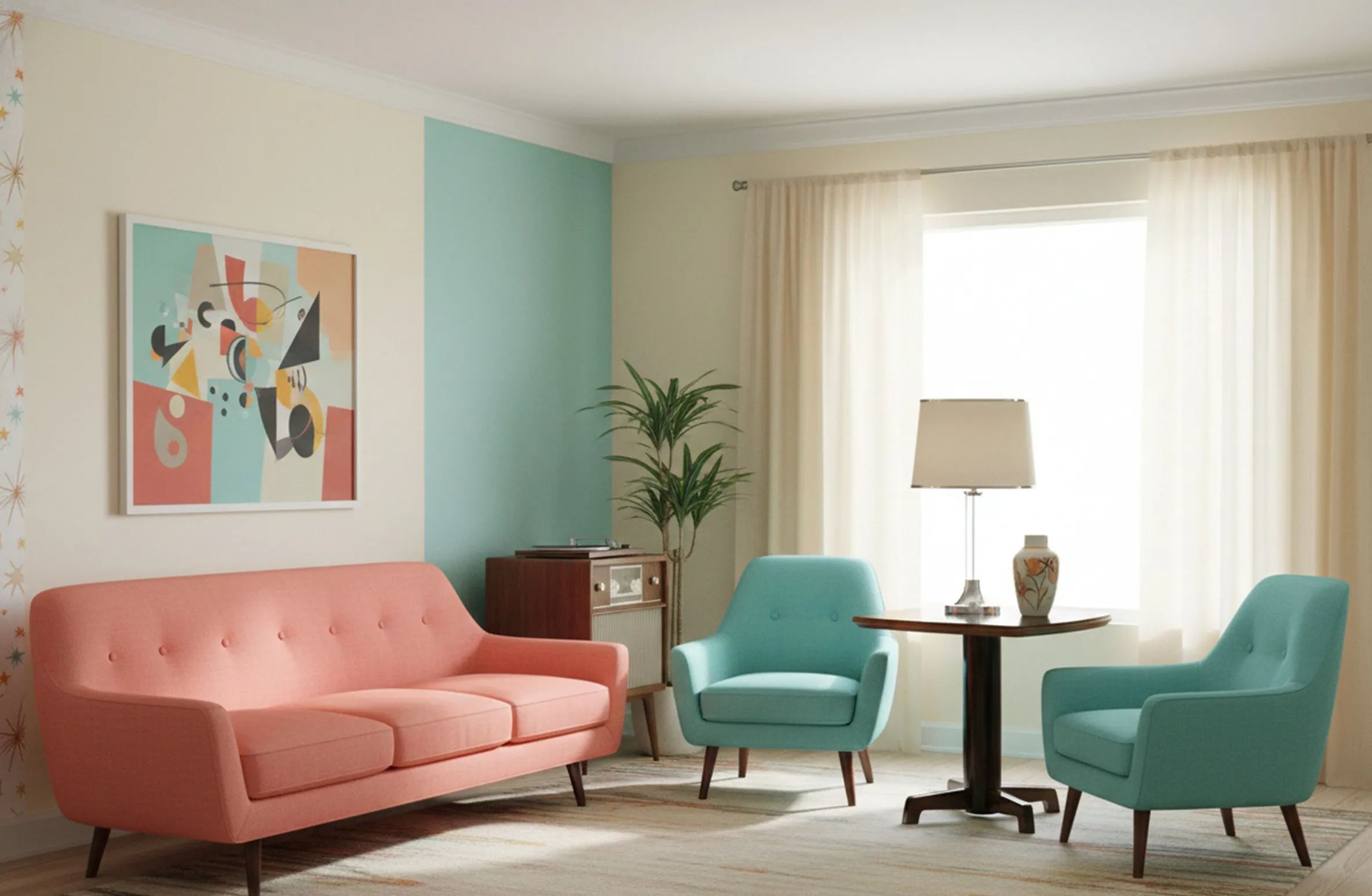 mesita de antigüedad con patas oscuras en un entorno moderno