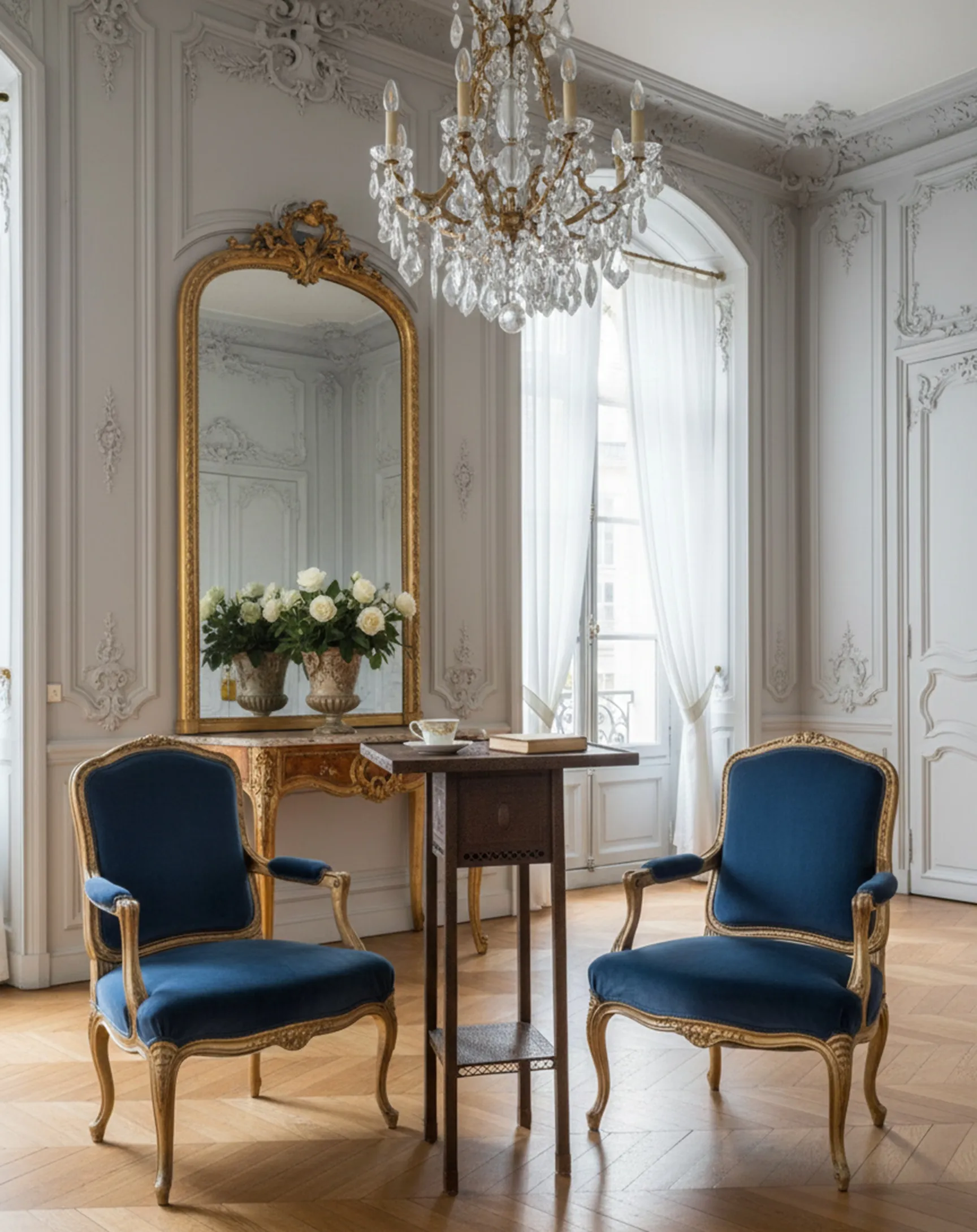 tavolino antico con decorazioni eleganti in salone