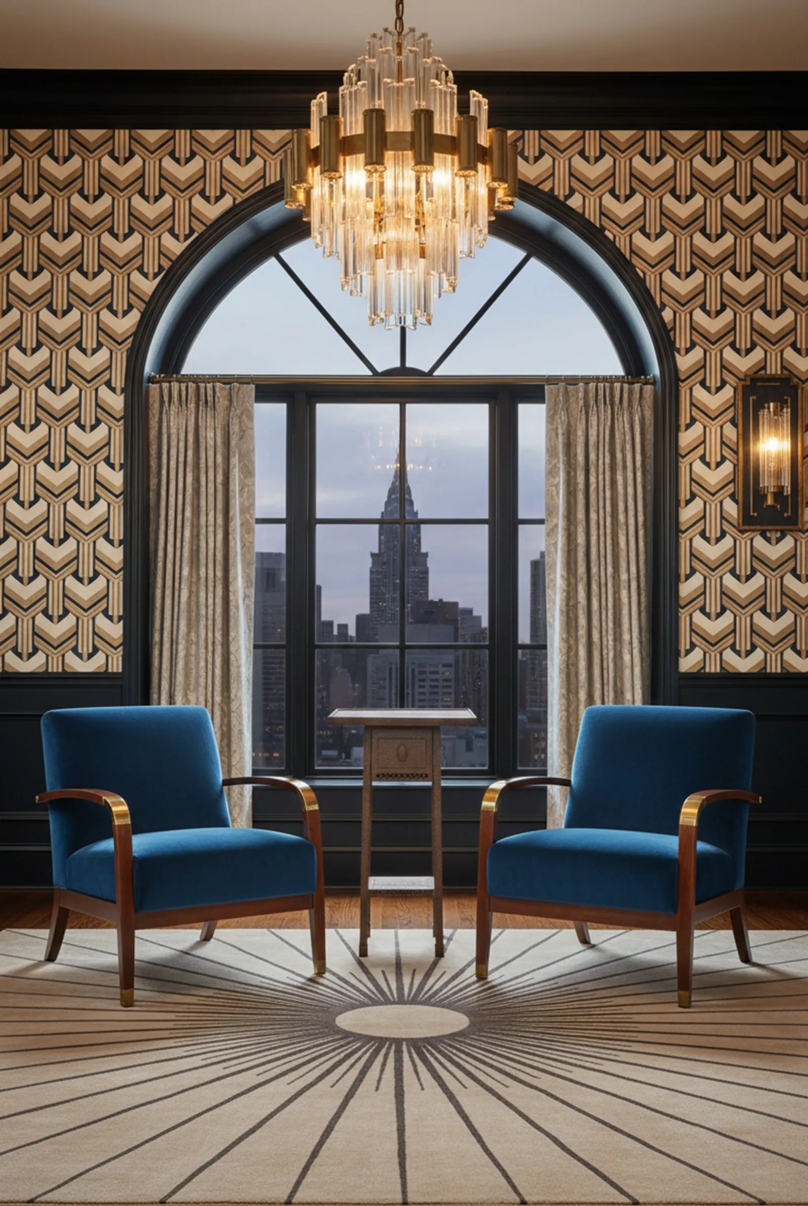 거실의 앤티크 작은 테이블, 우아한 장식과 아늑한 환경