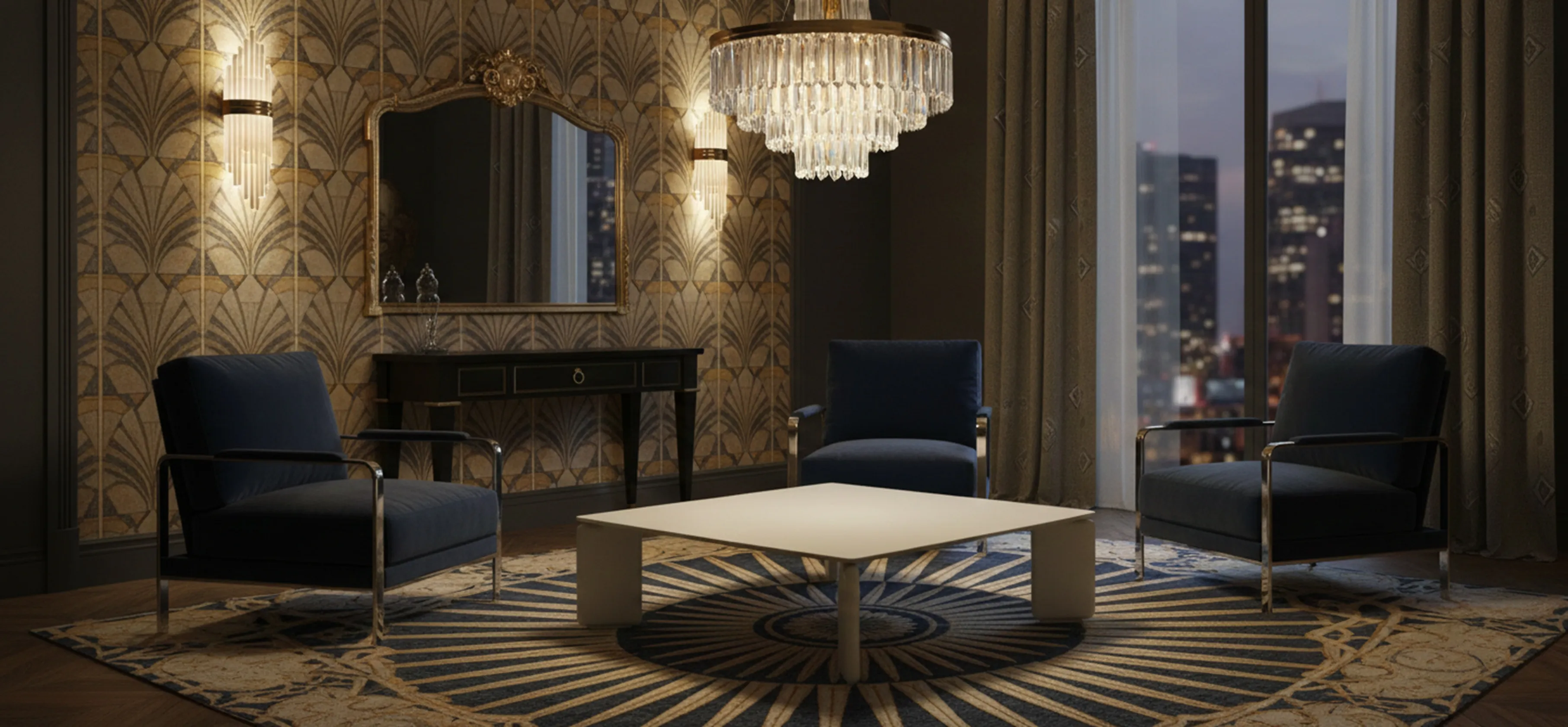 प्राचीन कॉफी टेबल, वीको मैजिस्ट्रेटी, स्टाइलिश सेटिंग में।