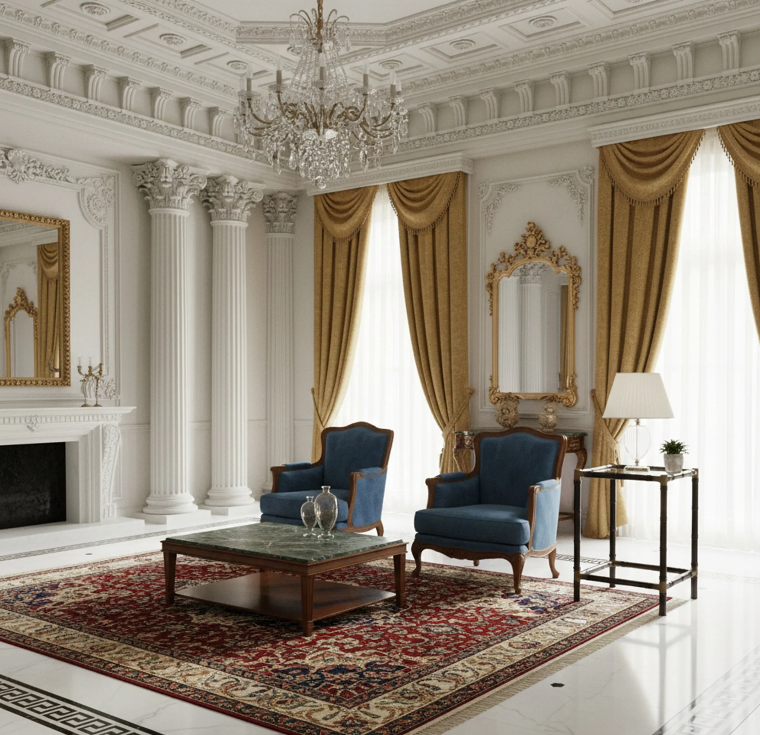 mesita antigua de diseño clásico en ambiente elegante