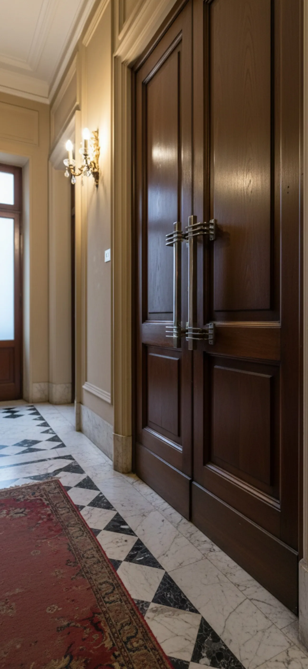 alte Türgriffe in einem eleganten Flur