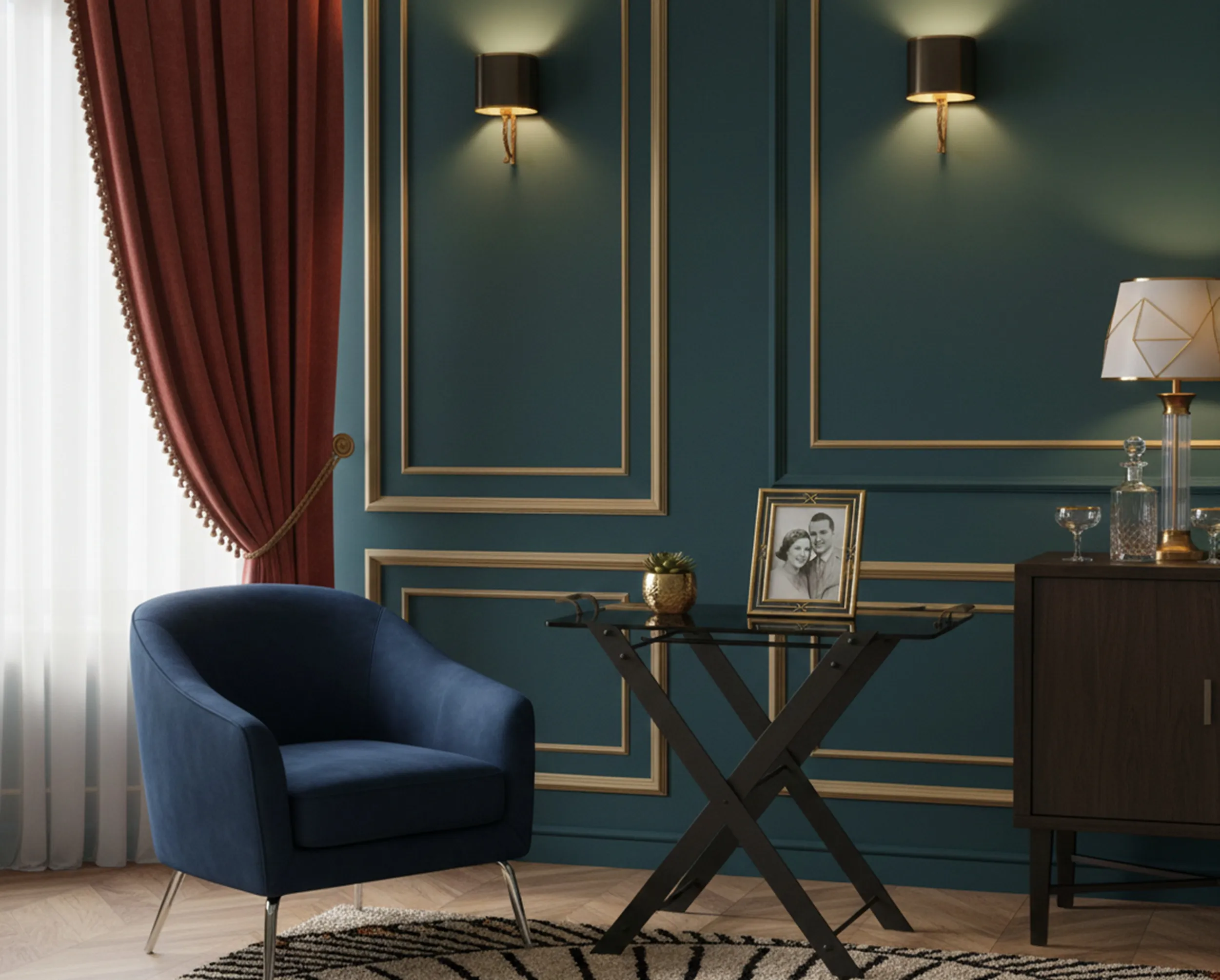 Tavolo antico in un ambiente accogliente con dettagli eleganti.