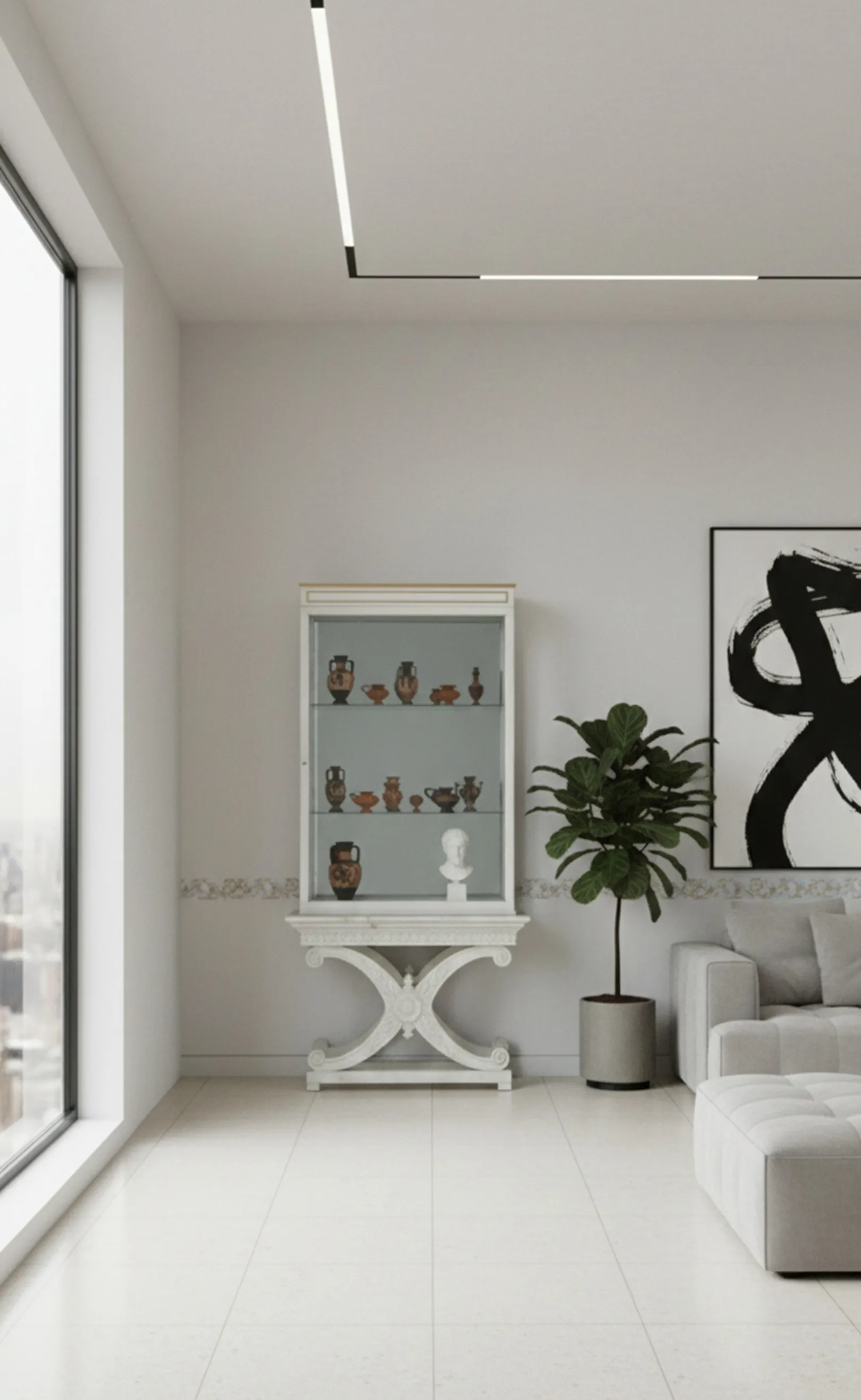 Vitrina antigua Maison Jansen con objetos decorativos