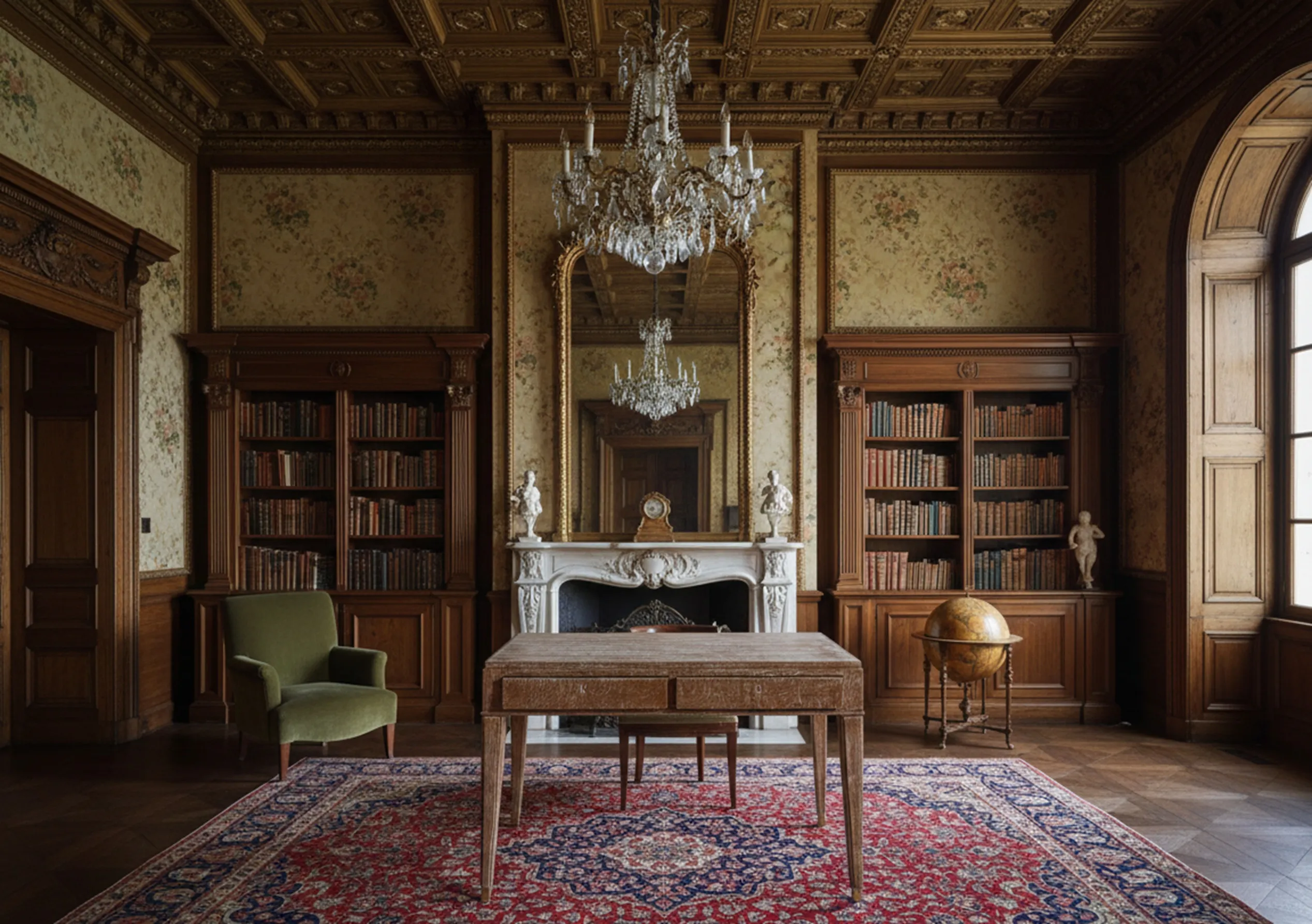 장 미셸 프랑크의 고전적인 방에 있는 고전적인 책상