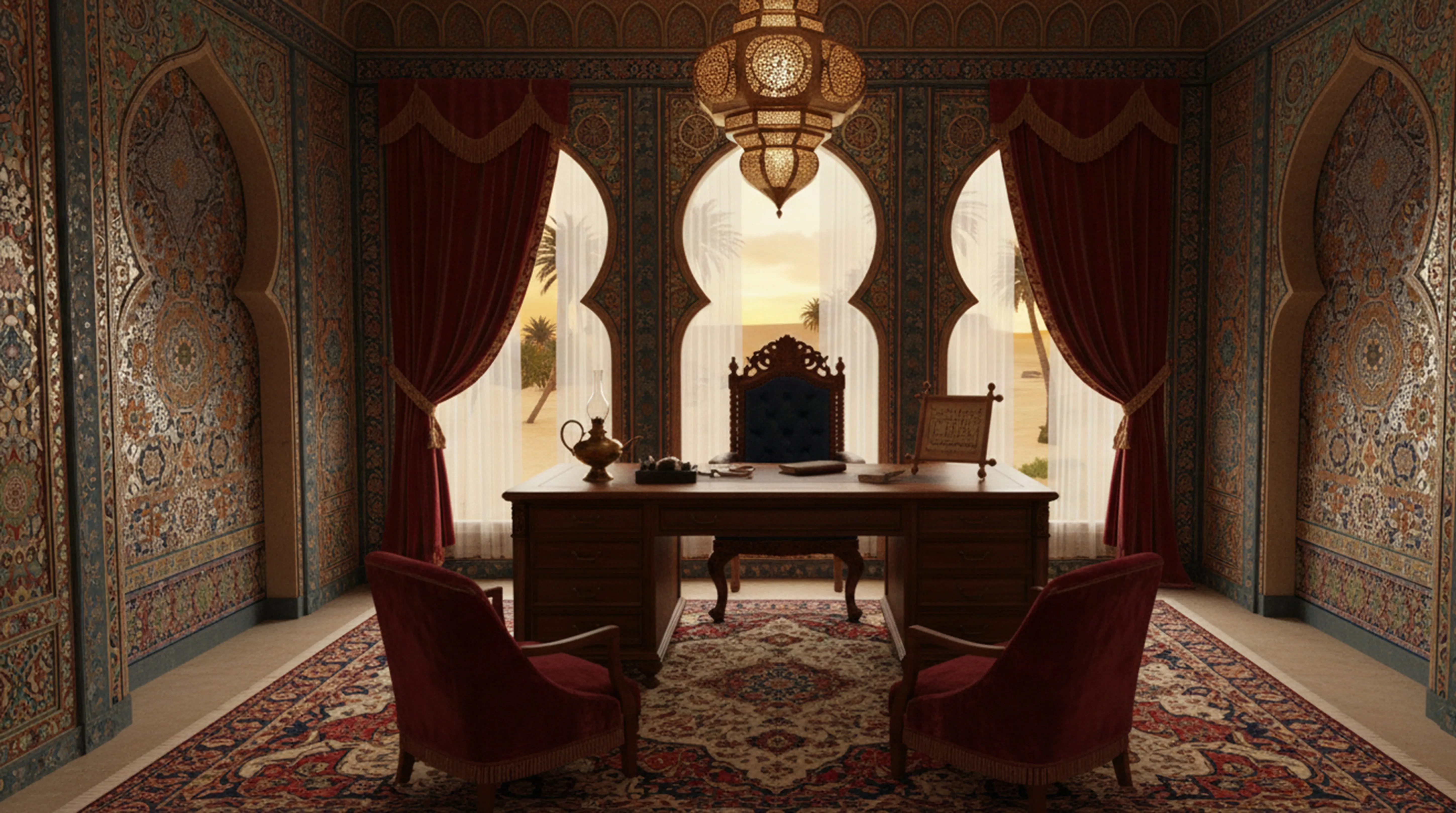 让·米歇尔·弗兰克的古董书桌，环境优雅。