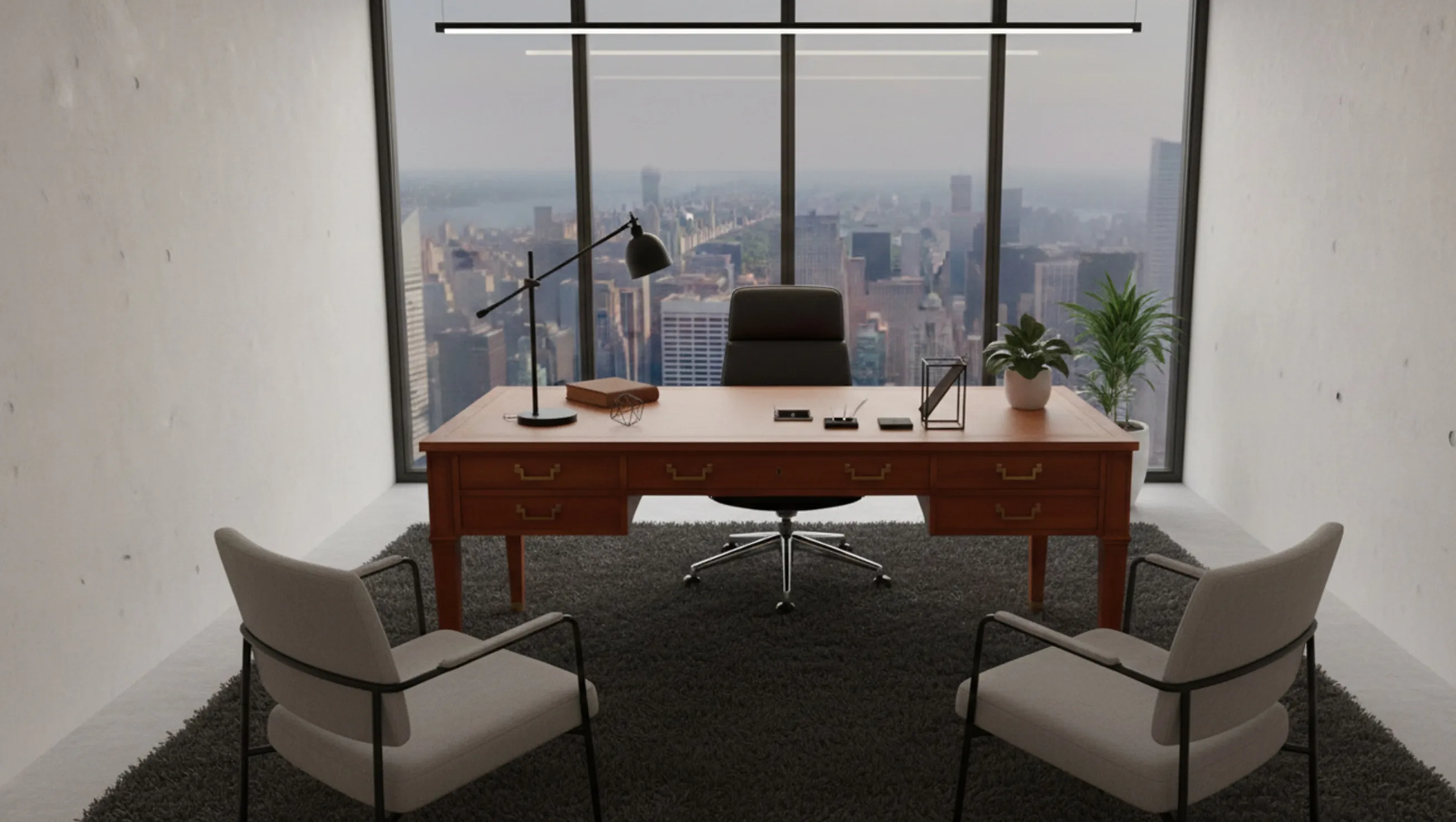 Bureau ancien avec vue panoramique sur la ville