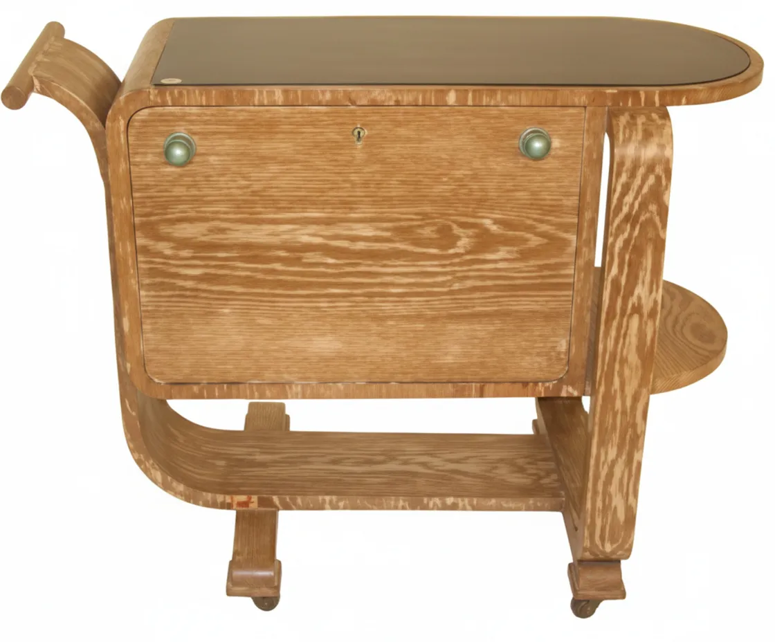 antiker cocktailwagen mit einzigartigem design, hellfarbe, räder