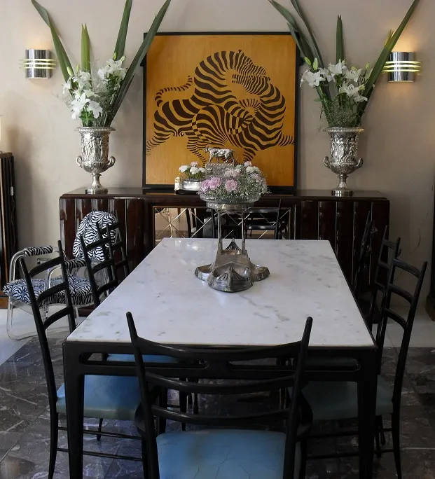 Mesa de jantar antiga para 8 pessoas com design de Gio Ponti.