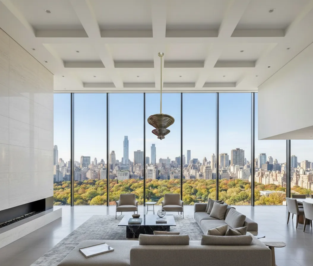 antique hanging lamp in a modern setting, elegant shape